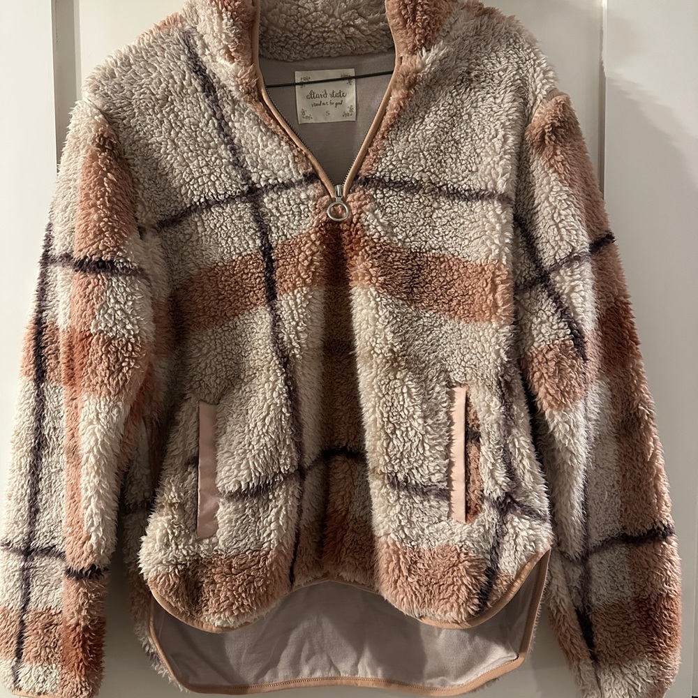 Altar’d State Sherpa Plaid Pullover Fleece